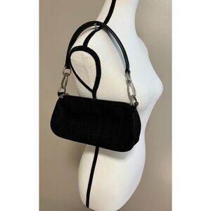 Express black nylon baguette with silver tone hardware